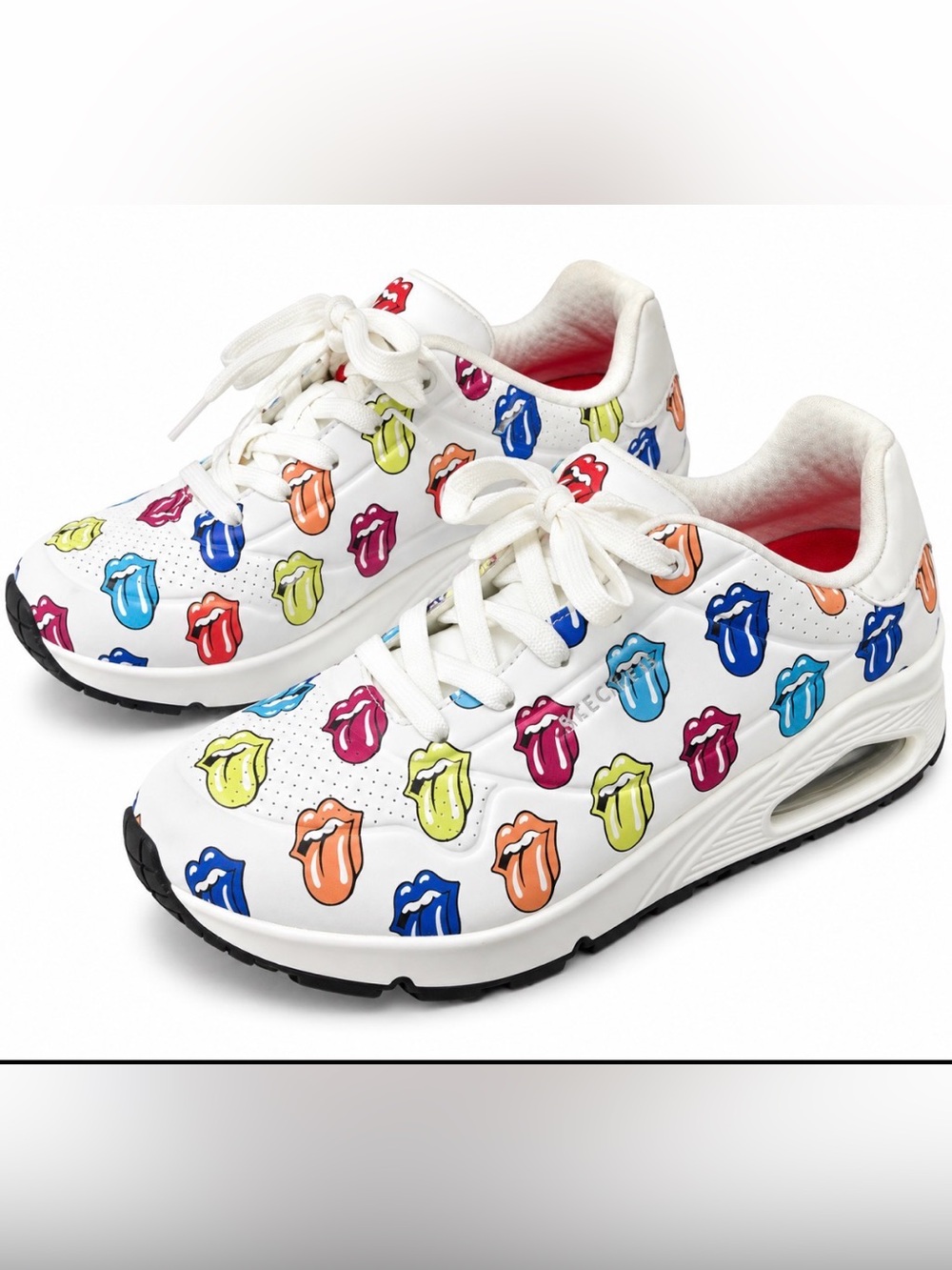Skechers x Rolling Stones Uno Say It Loud Sneakers Womens 10 White Multicolor